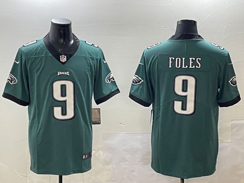 Men Philadelphia Eagles #9 Foles Green 2025 Nike Vapor Limited NFL Jersey style 1